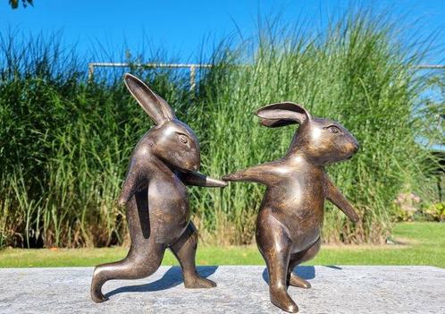 Figuur - Vrolijke hazen - Brons, Antiek en Kunst, Curiosa en Brocante