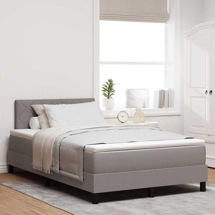 vidaXL Boxspringbed met matras met matras Taupe 120 x 190 cm, Huis en Inrichting, Slaapkamer | Bedden, Nieuw, Stof, Verzenden