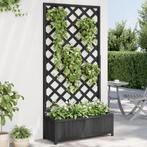 vidaXL Plantenbak met latwerk massief vurenhout zwart, Tuin en Terras, Bloembakken en Plantenbakken, Verzenden, Nieuw, Hout