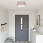 vidaXL Plafondlamp vlakke montage Ø 38 cm E27 stof taupe, Verzenden, Nieuw