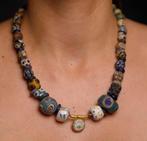 Fenicisch Glas, Goud ketting ogen kralen - 26 cm