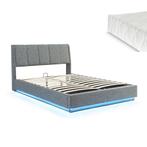 Tweepersoonsbed Tröstiar met matras en LED 160x200 cm antrac, Verzenden, Nieuw