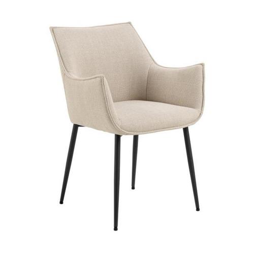 *WOONWINKEL* Moderne Eetstoel Met Armleuningen Beige, Huis en Inrichting, Stoelen, Nieuw, Stof, Verzenden