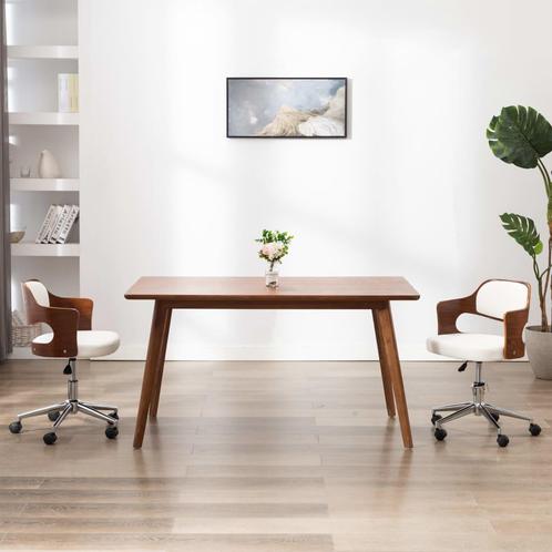 vidaXL Kantoorstoel draaibaar gebogen hout en kunstleer wit, Huis en Inrichting, Bureaus, Nieuw, Verzenden