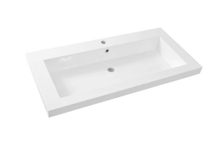 Vision kunstmarmer wastafel 1 kraangat 100x47 wit, Doe-het-zelf en Verbouw, Sanitair, Nieuw, Verzenden