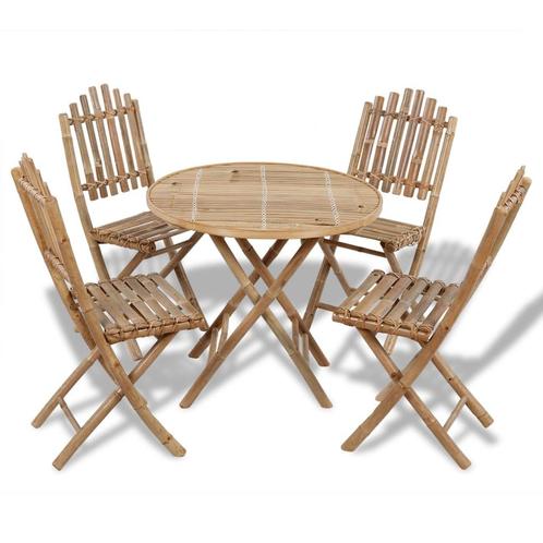 vidaXL 5-delige Tuinset inklapbaar bamboe, Tuin en Terras, Tuinsets en Loungesets, Tuinset, Nieuw, 5 zitplaatsen, Hout, Verzenden