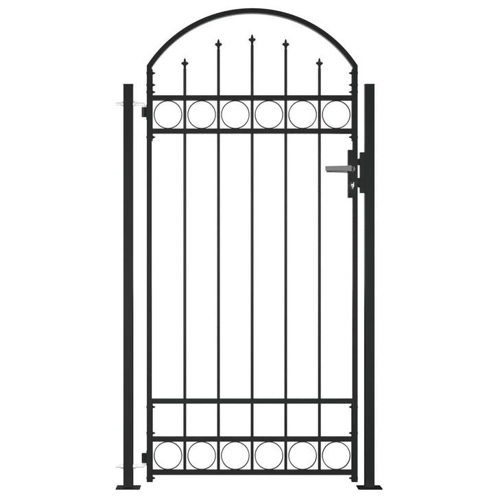 Moderne Tuinpoort 105x204cm Zwart | Tweedekansje | 55% Ko..., Tuin en Terras, Tuinhekken en Hekwerk, Met poort, Nieuw, IJzer, Tuinhek