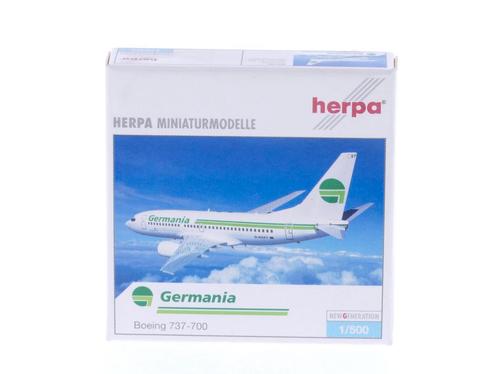Schaal 1:500 Herpa 505796 Germania Boeing 737-700 Reg. D-..., Hobby en Vrije tijd, Modelbouw | Vliegtuigen en Helikopters, Zo goed als nieuw
