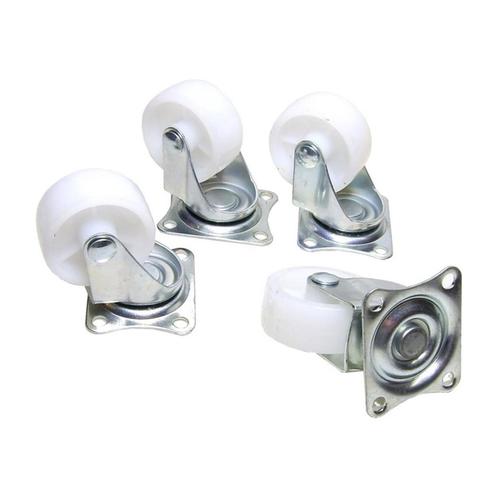 Benson Zwenkwielset - Ø 40 mm - Wit - Max. 25 kg - 4 stuks, Doe-het-zelf en Verbouw, Zwenkwielen, Nieuw, Ophalen of Verzenden