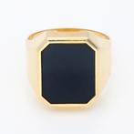 Ring - 14 karaat Geel goud - Onyx, Sieraden, Tassen en Uiterlijk, Ringen, Nieuw