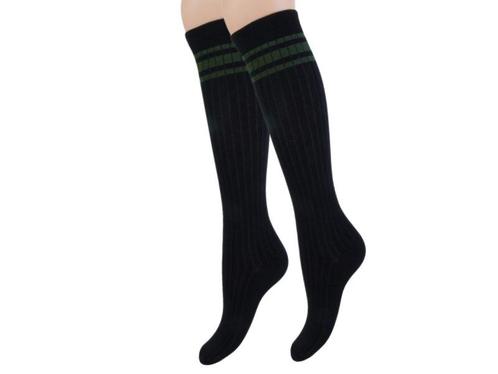 Dames Kniekousen - Naadloos - Rib - Strepen - Zwart/Groen, Kleding | Dames, Sokken en Kousen, Verzenden