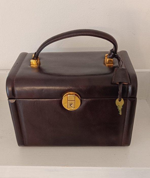 Reisset met toiletartikelen - Leder - reis-schoonheidskoffer, Antiek en Kunst, Curiosa en Brocante