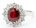 Ring - 18 karaat Witgoud, Duif Bloed Rood (Mozambique) -, Sieraden, Tassen en Uiterlijk, Ringen, Nieuw