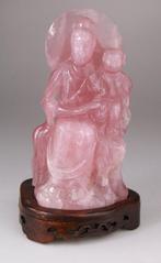 Chinese Carved Quartz Rose Sculpture Statue Lady Statue