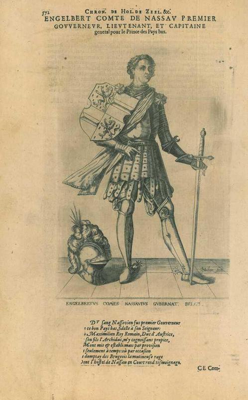 Portrait of Engelbert II of Nassau, Antiek en Kunst, Kunst | Etsen en Gravures