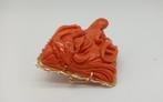 Broche - 18 karaat Geel goud Koraal - Koraal, Sieraden, Tassen en Uiterlijk, Antieke sieraden
