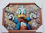 Donald duck    44cm bij 34cm in lijst met  glas, Verzenden, Gebruikt