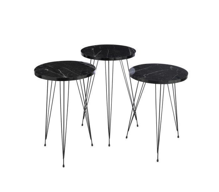 Set: 3 Side Tables Marble look - Bijzettafel - Metal/pb, Huis en Inrichting, Overige Huis en Inrichting