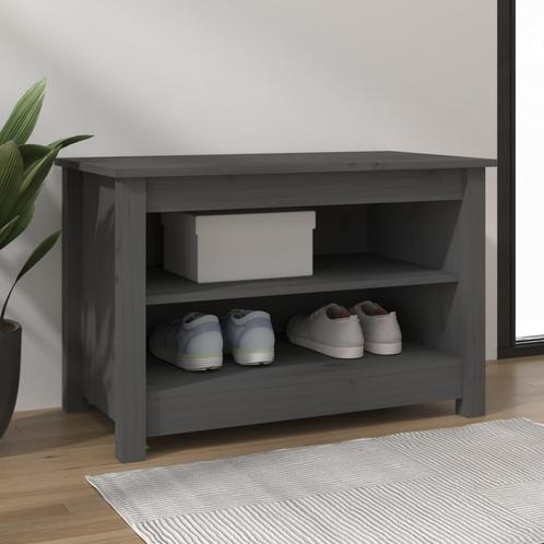 vidaXL Schoenenbank 70x38x45,5 cm massief grenenhout grijs, Huis en Inrichting, Kasten | Schoenenrekken, Nieuw, Verzenden
