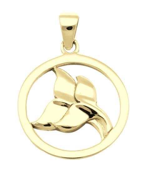 Gouden Walvisstaarten in ring kettinghanger, Sieraden, Tassen en Uiterlijk, Kettinghangers, Verzenden
