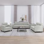 vidaXL 3-delige Loungeset met kussens microvezelstof, Huis en Inrichting, Banken | Bankstellen, Verzenden, Nieuw, Vierpersoons of meer
