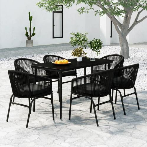 vidaXL 7-delige Tuinset zwart, Tuin en Terras, Tuinsets en Loungesets, Tuinset, Nieuw, 6 zitplaatsen, Kunststof, Verzenden