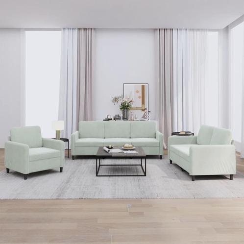 vidaXL 3-delige Loungeset fluweel lichtgrijs, Huis en Inrichting, Banken | Bankstellen, Nieuw, Stof, Vierpersoons of meer, Verzenden