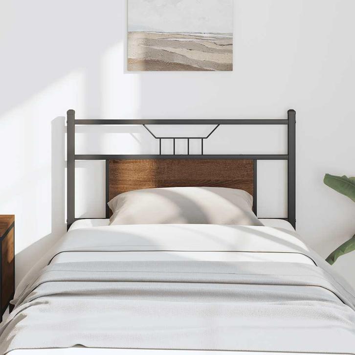 vidaXL Hoofdbord 90 cm bewerkt hout en staal bruin, Huis en Inrichting, Slaapkamer | Bedden, Bruin, Nieuw, Hout, Verzenden