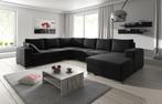 Hoekbank - Zwart - Velvet - Rechts Met lounge | 326x261 cm, Nieuw, 300 cm of meer, 150 cm of meer, Vierpersoons of meer