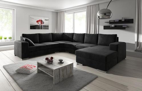 Hoekbank - Zwart - Velvet - Rechts Met lounge | 326x261 cm, Huis en Inrichting, Banken | Bankstellen, 300 cm of meer, 150 cm of meer