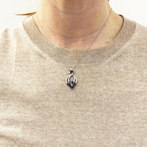 Bibigi - Halsketting - 18 karaat Witgoud Saffier - Diamanten, Sieraden, Tassen en Uiterlijk, Kettingen