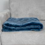 Fleece deken blauw woonplaid 130 x 160 cm, Huis en Inrichting, Woonaccessoires | Plaids en Woondekens, Verzenden, Nieuw