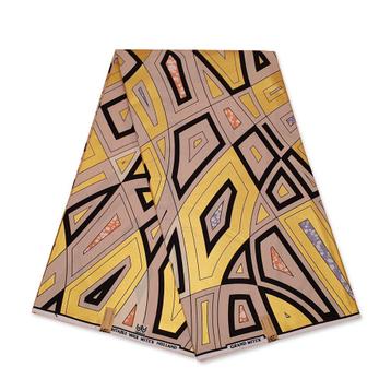 Afrikaanse stof - Grand Wax - Beige Gouden geometric  - Met