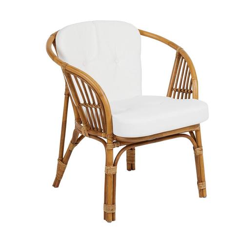 *WOONWINKEL* Brafab Astrakan Rotan Tuinstoel Met Witte Kusse, Tuin en Terras, Tuinsets en Loungesets, Nieuw, Rotan, Verzenden