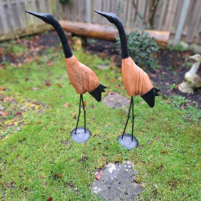 sculptuur, Twee kraanvogels - 102 cm - Metaal, Hout, Antiek en Kunst, Curiosa en Brocante