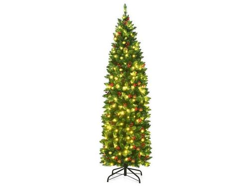 6.5 Feet Pre-lit Hinged Pencil Christmas Tree, Huis en Inrichting, Woonaccessoires | Overige, Nieuw, Verzenden