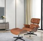 Draaibare Lounge Fauteuil Nordic – Walnoothout & Koeienleer, Verzenden, Nieuw