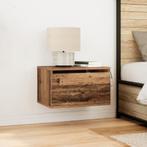 vidaXL Nachtkastje met LED wandgemonteerd 50x36x30 cm oud, Verzenden, Nieuw, Hout