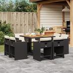 vidaXL 9-delige Tuinset poly rattan zwart, Nieuw, 8 zitplaatsen, Tuinset, Verzenden