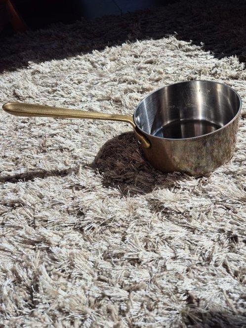 Hapjespan - Koper, Messing - Gietijzeren pan, Antiek en Kunst, Antiek | Keukenbenodigdheden