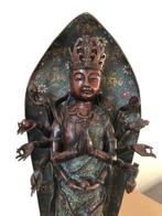 Groot antiek Cloisonné Kannon (Gaunyin) standbeeld - Japan -, Antiek en Kunst