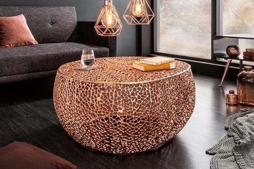 Filigraan design salontafel ABSTRACT BLAD 80cm koper, Huis en Inrichting, Tafels | Salontafels, Ophalen of Verzenden