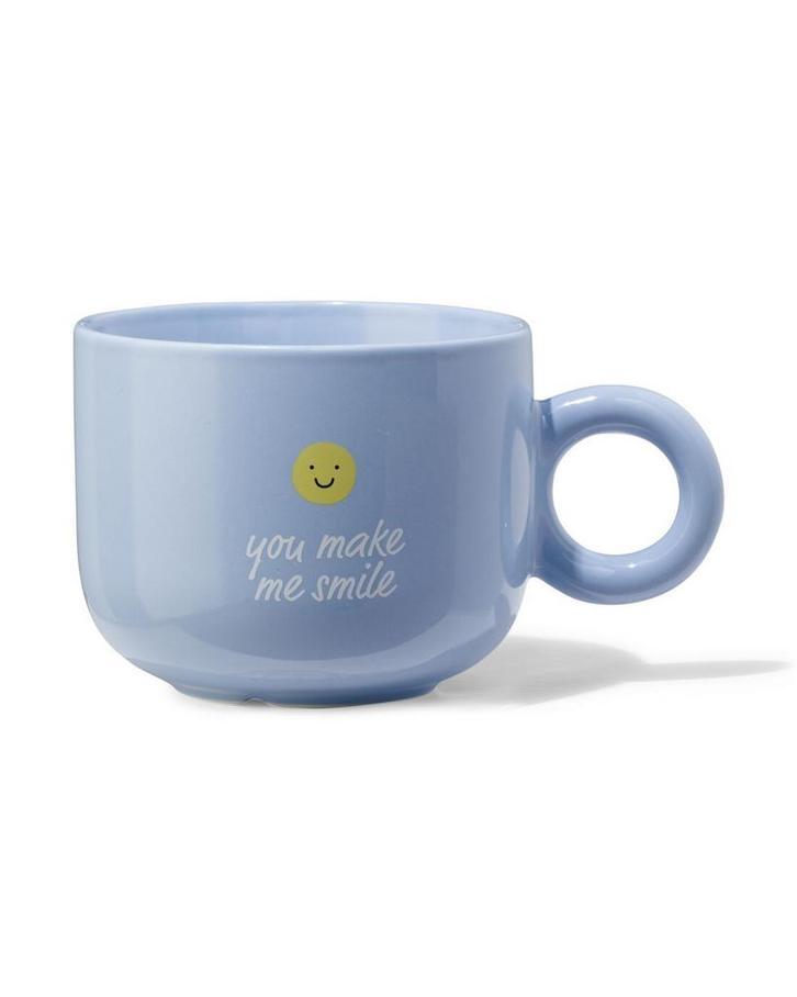 HEMA Mok 480ml smiley you make me smile lichtblauw, Hobby en Vrije tijd, Theezakjes, Verzenden
