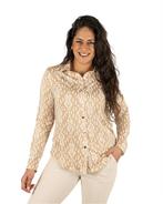 Beige/wit print travelstof blouse van By Swan, Nieuw, Verzenden