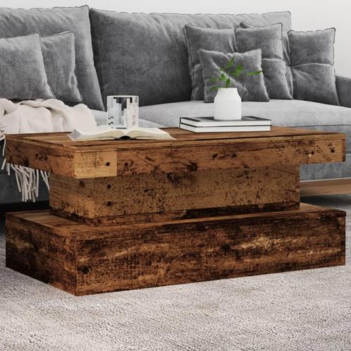 vidaXL Salontafel met LED-verlichting 90x50x40 cm oud, Huis en Inrichting, Tafels | Salontafels, 50 tot 100 cm, Nieuw, Overige houtsoorten