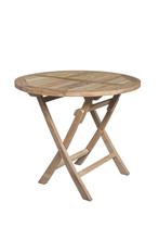 Teakea - Teak Houten Tuintafel | Rond | Ø 90 Inklapbaar, Verzenden, Nieuw, Teakhout