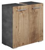 Wastafelkast Jupiter 60 x 30 x 60 cm Kastanje Eiken Grijs, Huis en Inrichting, Badkamer | Badkamermeubels, Verzenden, Nieuw, Wastafelkast