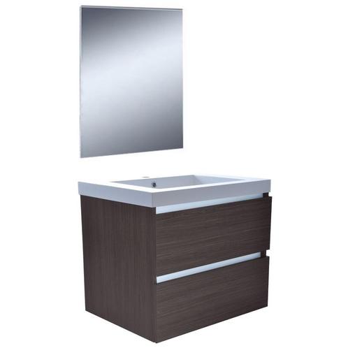 Badkamermeubelset Wiesbaden Vision 60x46 Grey Oak (2 laden), Doe-het-zelf en Verbouw, Sanitair, Bad, Nieuw, Ophalen of Verzenden