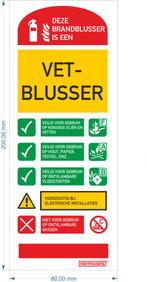 Pictogram gebruiksaanwijzing Vet-Blusser (zelfklevend), Huis en Inrichting, Brandblussers en Brandkasten, Verzenden, Nieuw