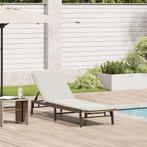 vidaXL Ligstoel met kussen beige polyrotan, Tuin en Terras, Verzenden, Nieuw